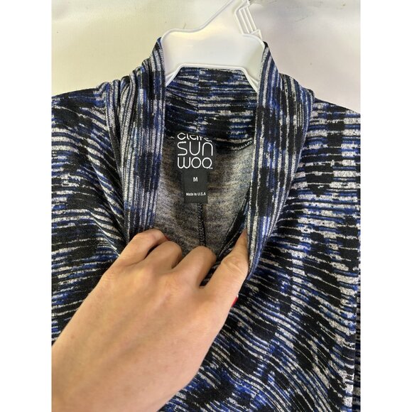 Clara Sun Woo Geometric Cold Shoulder Slinky Tunic Shirt Artsy - Picture 5 of 8